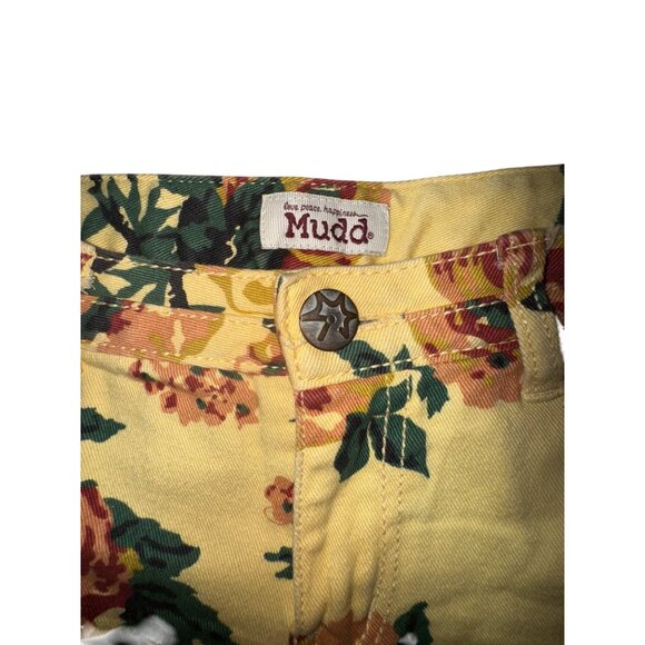 Mudd Floral Yellow Denim Shorts Lace Trim Size 7 Y2K Western Sexy Boho feminine - Picture 5 of 7